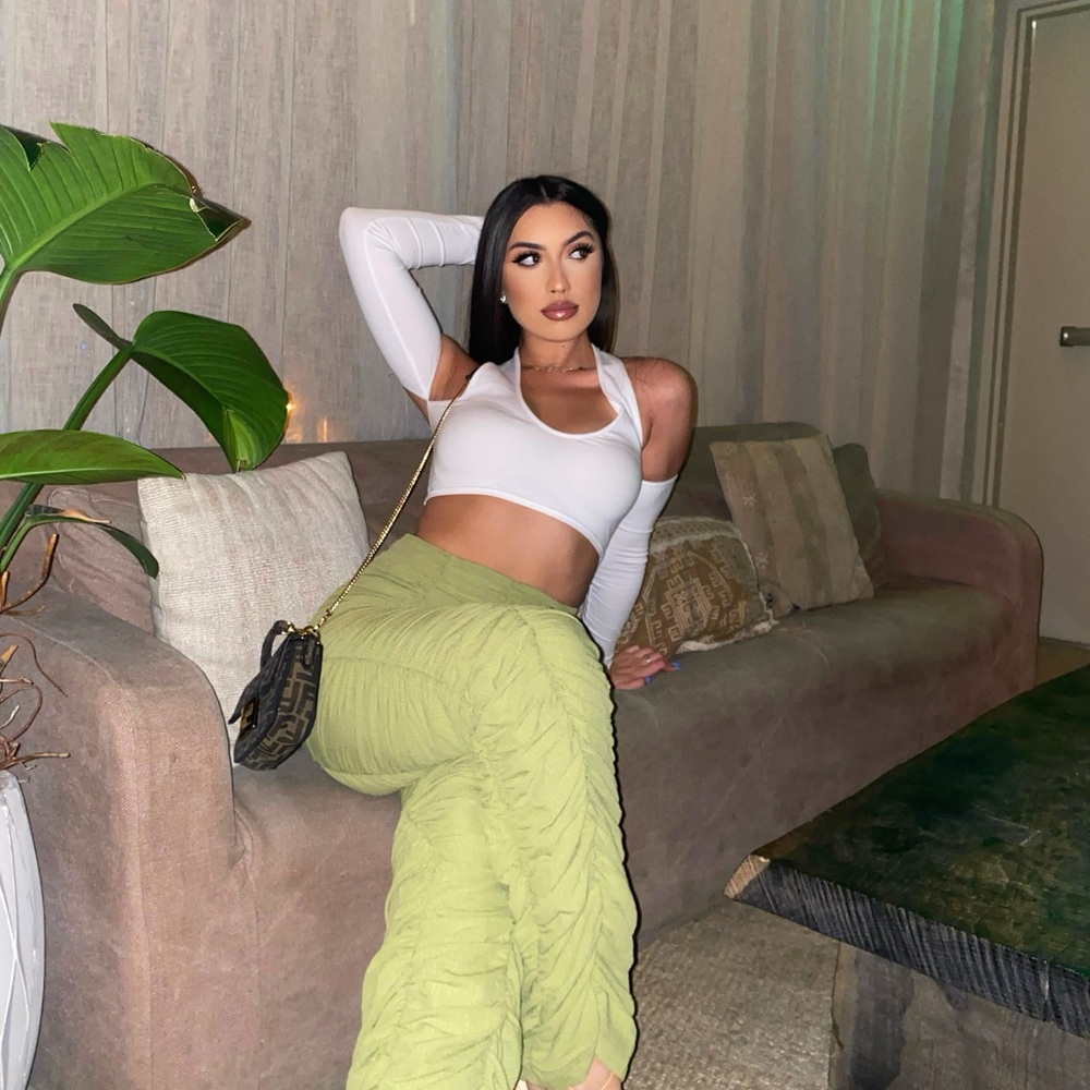 PrettyLittleThing Light Green Wide Leg Pants